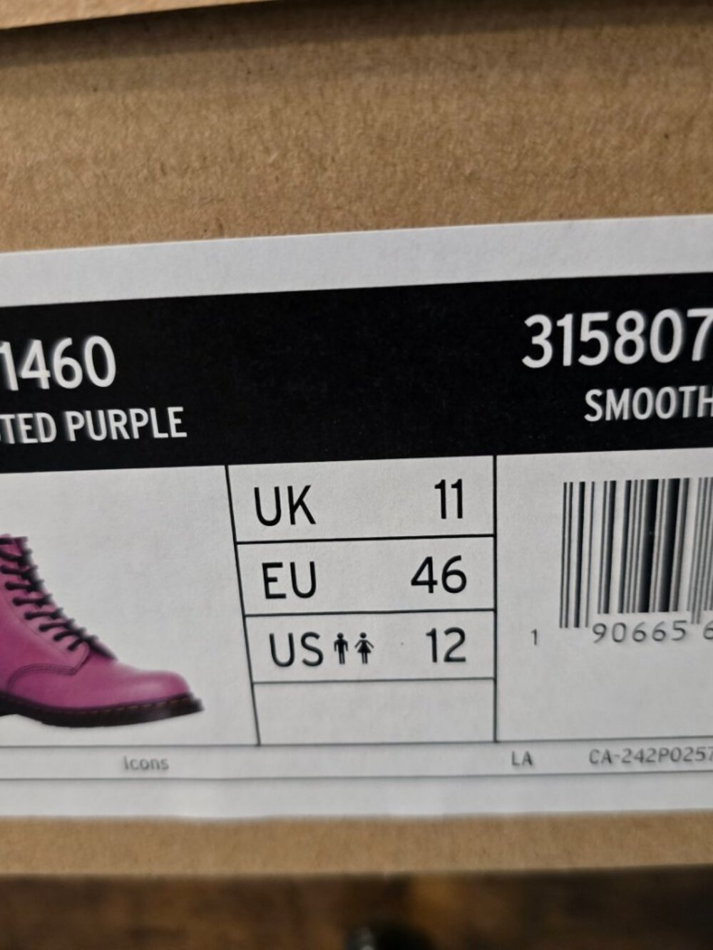 Dr Martens 1460 Smooth Leather Lace Up PURPLE Boots Mens US 12 31580765 NEW - Picture 10 of 10